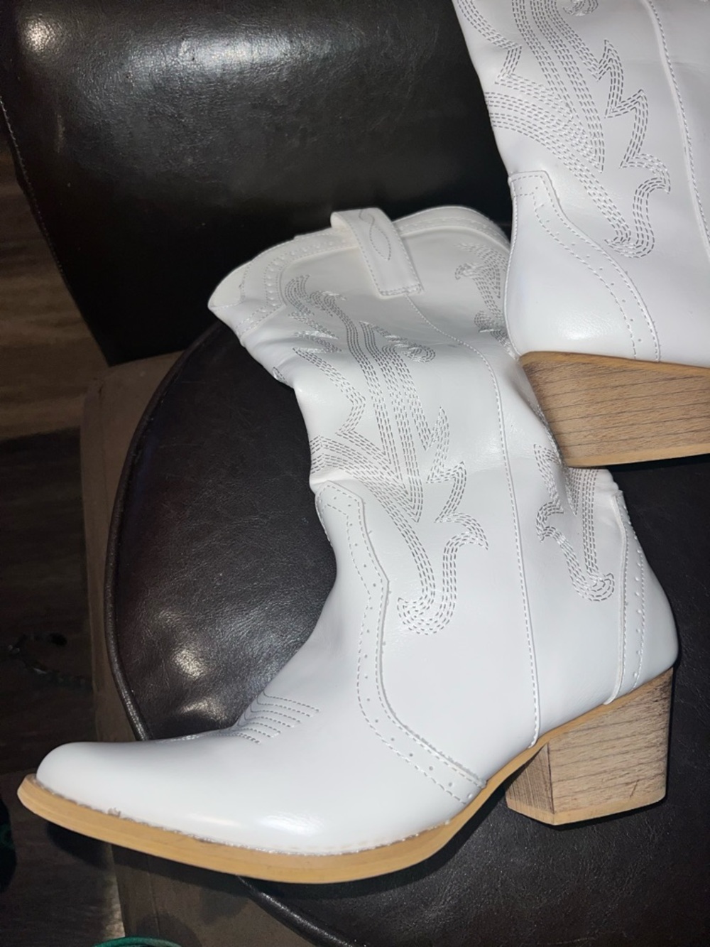 ROLLDA white mid calf western cowboy boots for women’s size 11 - Picture 8 of 11